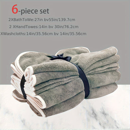 DIAOJIA 6pcs Ultra-Soft Microfiber Towel Set - Quick Dry, Super Absorbent & Lightweight - Includes Bath (68.58x139.7cm), Hand (33.02x76.2cm) & Washcloths (34.8x34.8cm) - Perfect for Home, Gym, Travel