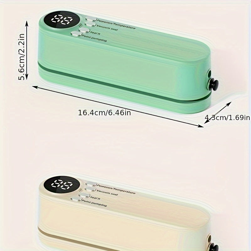 USB Rechargeable Vacuum Sealer, 1200mAh Battery, Multifunctional Home and Outdoor Vacuum Sealer, Inflatable, Space-Saving Design, Suitable for Freshness of Food, Snacks, Meat, Fruits, Vegetables - ≤36V Operating Voltage