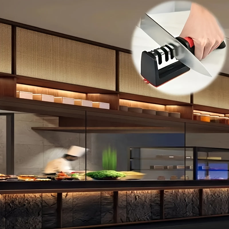 4-Stage Professional Knife Sharpener with High-Precision Whetstone, Tungsten Diamond & Ceramic Sharpening Stone - Non-Slip Grip, Fast & Long-Lasting Performance, Ergonomic Design, Durable Construction, Sharpening Stone, Home