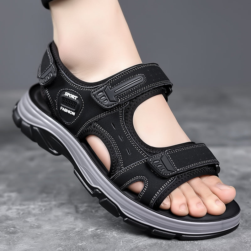 Men's Outdoor Sport Sandals, Athletic Open Toe Walking Sandals with Adjustable Hook and Loop Straps, Comfortable Cushioned Non-Slip Sole for Hiking, Beach, Travel, and Summer Water Activities
