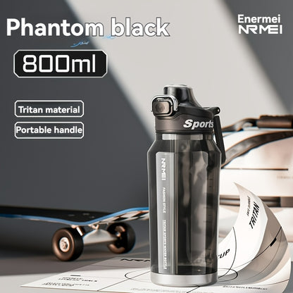 Garrafa de água desportiva NRMEi com palhinha, tampa flip-top e pega portátil - Design durável, resistente a impactos e antiderrapante para ginásio, atividades ao ar livre e hidratação. Acabamento brilhante e elegante. Material livre de BPA.