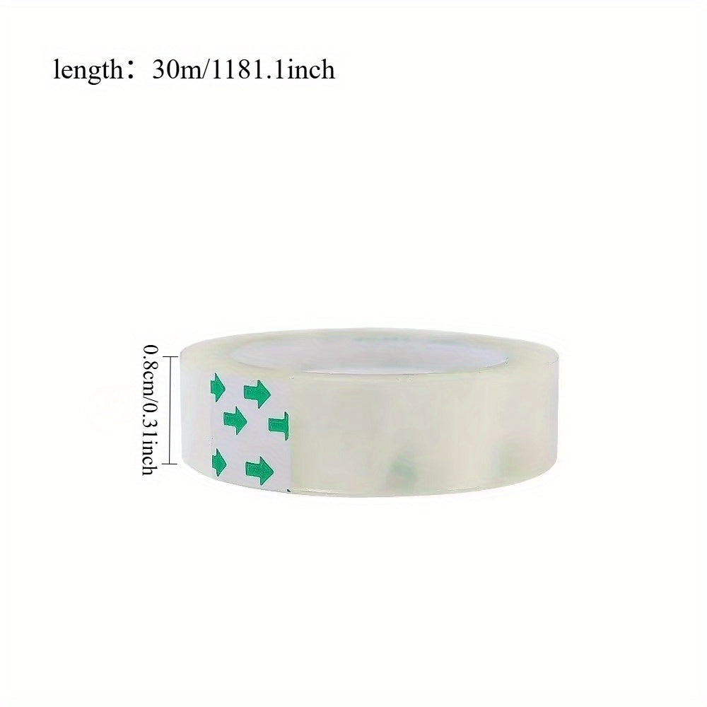 10 Rolls Heavy Duty Clear Packing Tape - Extra Strong Transparent Adhesive Tape, 0.8cm Wide (0.32in), for Gift Wrapping, Moving, Office, Crafts - Ideal for Home, Warehouse, Mailing, Office Supplies, Neatly Stacked Rolls