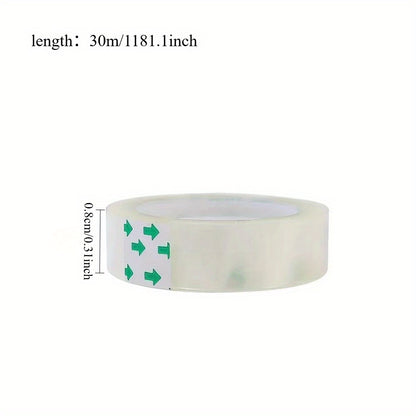 10 Rolls Heavy Duty Clear Packing Tape - Extra Strong Transparent Adhesive Tape, 0.8cm Wide (0.32in), for Gift Wrapping, Moving, Office, Crafts - Ideal for Home, Warehouse, Mailing, Office Supplies, Neatly Stacked Rolls
