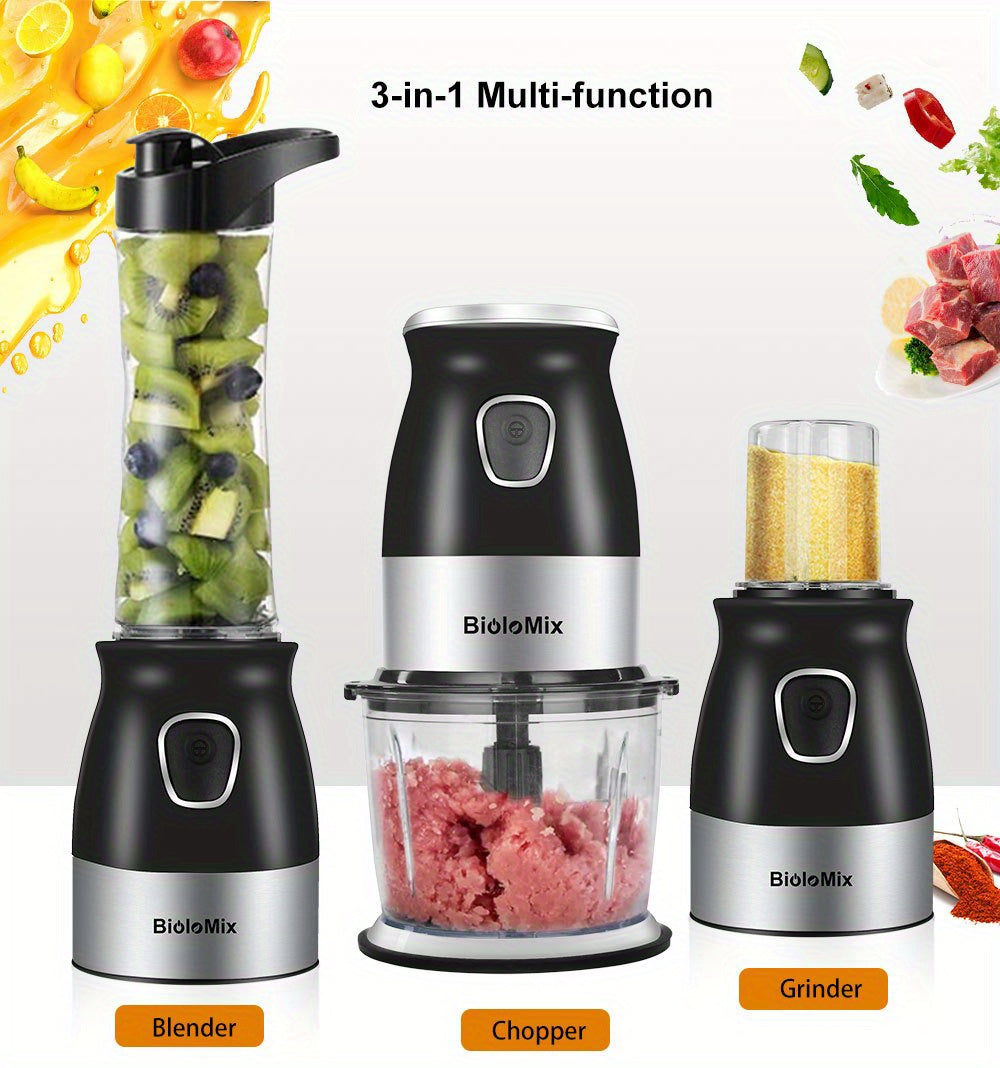 500W Portable Personal Blender Mixer Food Processor with Chopper Bowl 600ml Juicer Bottle Meat Grinder Youngsters Food Maker