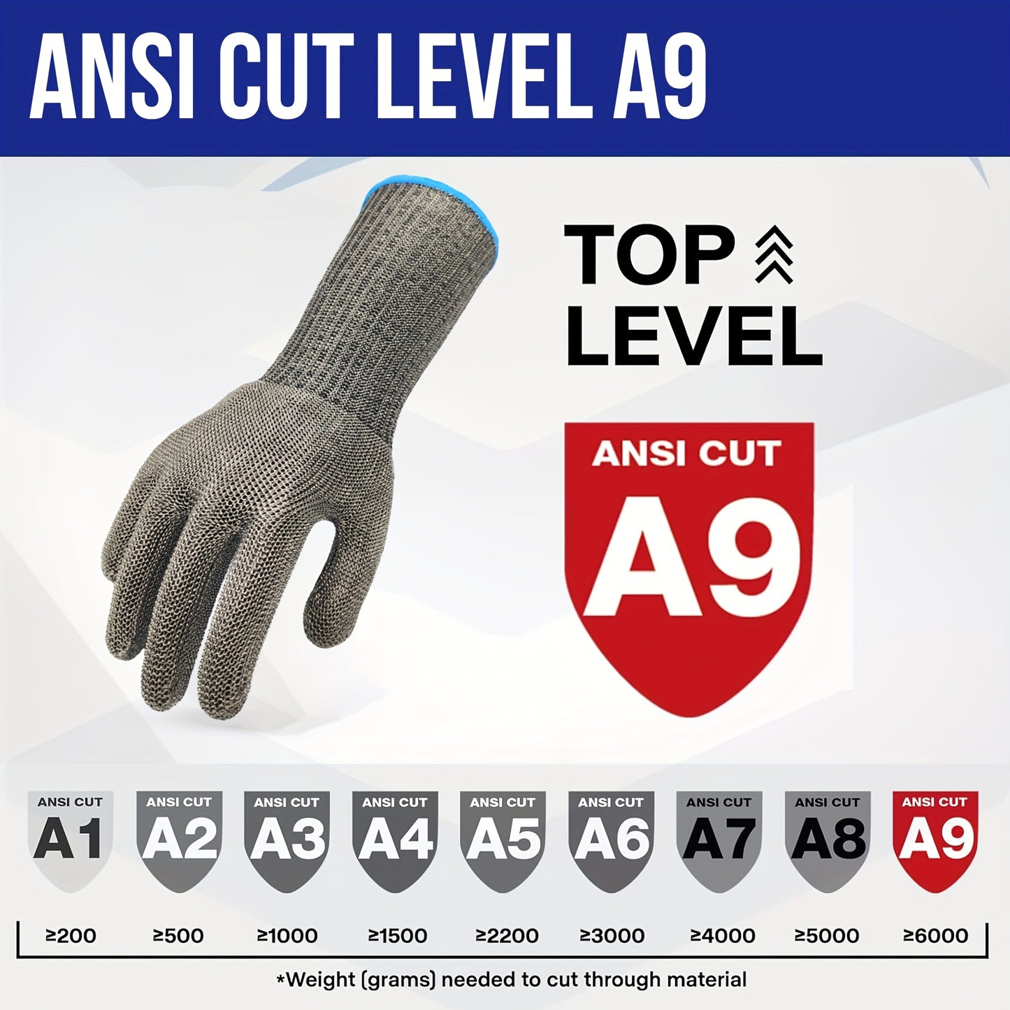 1pc Long Cuff Stainless Steel Wire Mesh Cut-Resistant Glove with White Nylon Liner - Cut Level 9 Protection, Machine Washable, Ideal for Butchering, Glass Handling, and Industrial Work