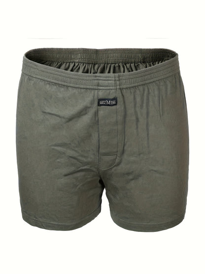 2pcs Men's Cotton Underwear, Fashion Shorts, Men's Boxer Briefs, Sleep Pants, Open Front Button Shorts