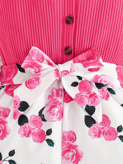 Girls' Summer Casual Floral Print Off-Shoulder Jumpsuit with Adjustable Waist Belt - Lightweight Breathable Shorts for Outdoor Play & Daily Wear, Blue & White Flower Design, Perfect for Weekend Outings, Cute Outfits for Girls