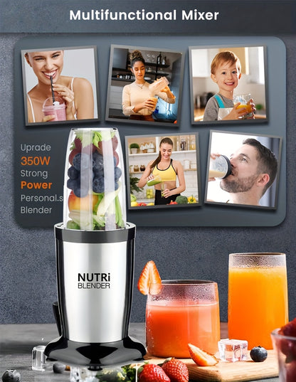 Liquidificador para Smoothies, Batidos e Smoothies, Conjunto de 15 Peças para Cozinha Pessoal com Moedor, Liquidificador Único para Preparar Sumos, Papinhas e Receitas Nutritivas com Escova de Limpeza