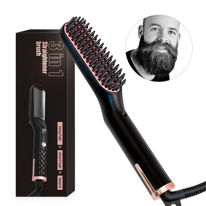 UKLISS Electric Hair Straightener with Fast Technology - 3-in-1 Hair Straightener Brush, 220V Plug & Compact Design for Men & Women, Long & Short Hair, Professional Salon & Home Use, Hair Straightener For Women, Hair Straight