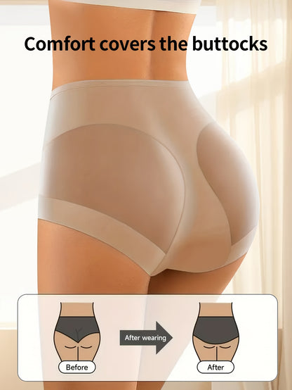 4pcs QUASTI Women's High Waist Mesh Panties - Breathable, Non-Marking, Tummy Control & Hip Lifting, Nylon Spandex Blend, Elegant French Romantic Design for Daily Wear, Black & Beige