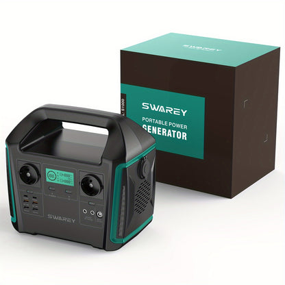 SWAREY 725.76Wh Solar Generator, Portable Power Station, 1000 W (Surge 1500 W) AC Outputs/Pure Sine Wave, Power Bank Emergency Generator, 2 X 65 W USB-C Connection, Power Generator Battery for Outdoors, Camping, Travel, Fishi