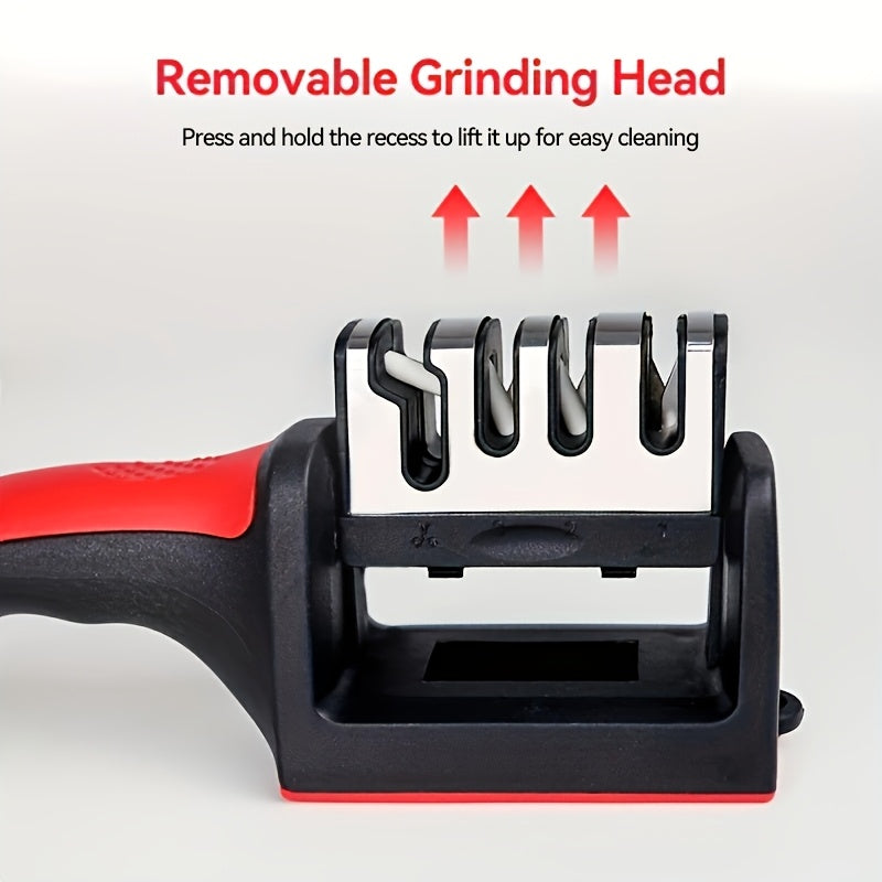 4-Stage Professional Knife Sharpener with High-Precision Whetstone, Tungsten Diamond & Ceramic Sharpening Stone - Non-Slip Grip, Fast & Long-Lasting Performance, Ergonomic Design, Durable Construction, Sharpening Stone, Home