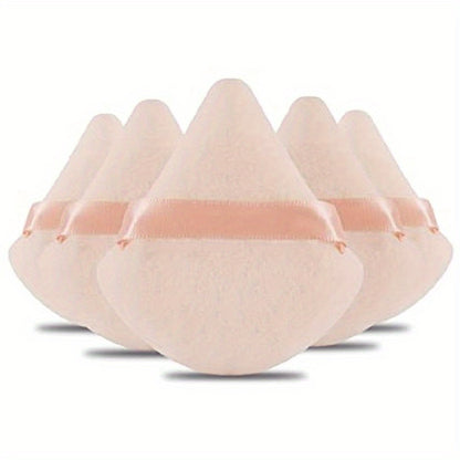 5pcs Soft Triangle Powder Puffs for Loose Powder, Mineral Powder, Body Powder, Velour Cosmetic Foundation Sponges - Nude and Black - Beauty Makeup Tools