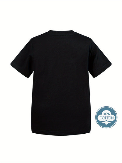 T-shirt infantil de cor sólida, blusa casual de manga curta, t-shirt infantil para o verão.