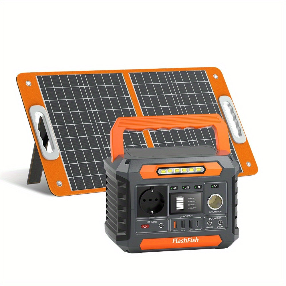 FF FLASHFISH 300W P66 Portable Power Station, 230.88 Wh/62400mAh Lithium-Ion Cells Solar Generator 300 W AC Output, 600 W Surge, 2 X DC Output And 4 X USB, LED Lights, Power Generator for Outdoor Use,  Compact Design, Lightwe