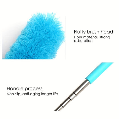 1pc, Stainless Steel Telescopic Fiber Duster - Efficient Dust Removal And Sweeping With PP Wool - Cleaning Tools And Supplies