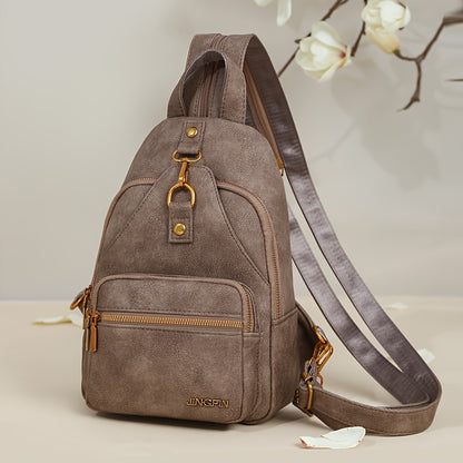 Vintage Elegance Brown Backpack for Women - Adjustable Strap, Zipper Closure, Multiple Compartments, Stylish Shoulder & Crossbody Bag, Casual Everyday Bag|Vintage Elegance Bag|Durable Zipper Closure