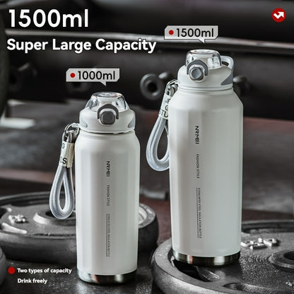 NIRMEI 316 Stainless Steel Insulated Sports Water Bottle with Straw - Leak-Proof, Dual-Use for Hot & Cold Beverages, Car Cup Holder Design, Matte Finish, Portable & Durable for Outdoor Activities, Festive Gift for Valentine'S