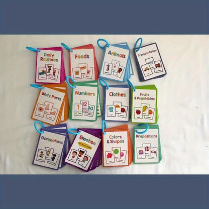 12 Themes Learning Flash Cards 386 English Words, Kids Toddler Colors, Shapes and Numbers, Learning Toys, Educational Preschool Flashcards Kindergarten Educational Toys School Supplies gift