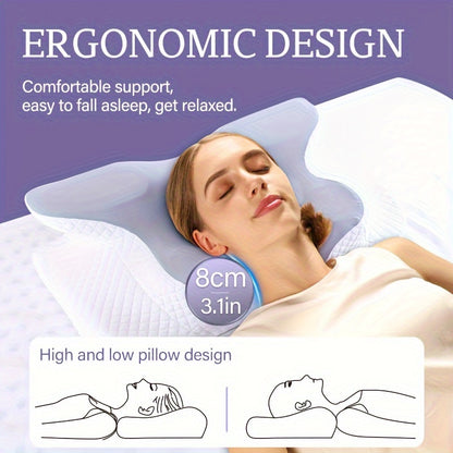 1pc Cervical Pillow - Slow Rebound Cooling Neck Support Pillow with Ergonomic Design, Machine Washable Pillowcase - Side Sleeping, Back Sleeping, Stomach Sleeping - Ideal for, Sleeping, Back Sleepers