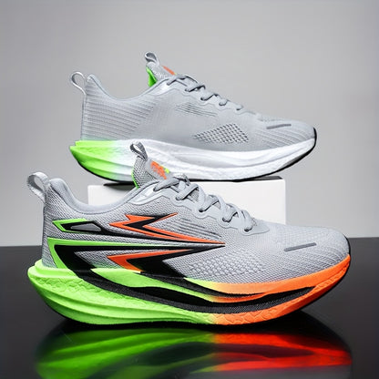 Men'S Breathable Running Shoes with Thick Cushioned Sole for Marathon Training - Lightweight Low-Top Sneakers, Vibrant Orange & Purple Accents, Durable MD/TPR Outsole, Lace-Up Design for Hiking, Outdoor & Casual Wear, Trail R