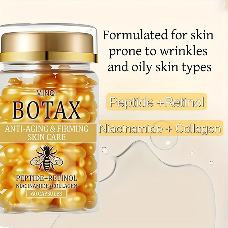 2-Pack of 120 BOTAX Firming Capsules, Skincare Product with Retinol, Collagen, Bee Venom, and Acetyl Cysteine, Enriched with Hyaluronic Acid for Light Beige Tightening, Suitable for All Light Beige Types, Lightweight Texture,
