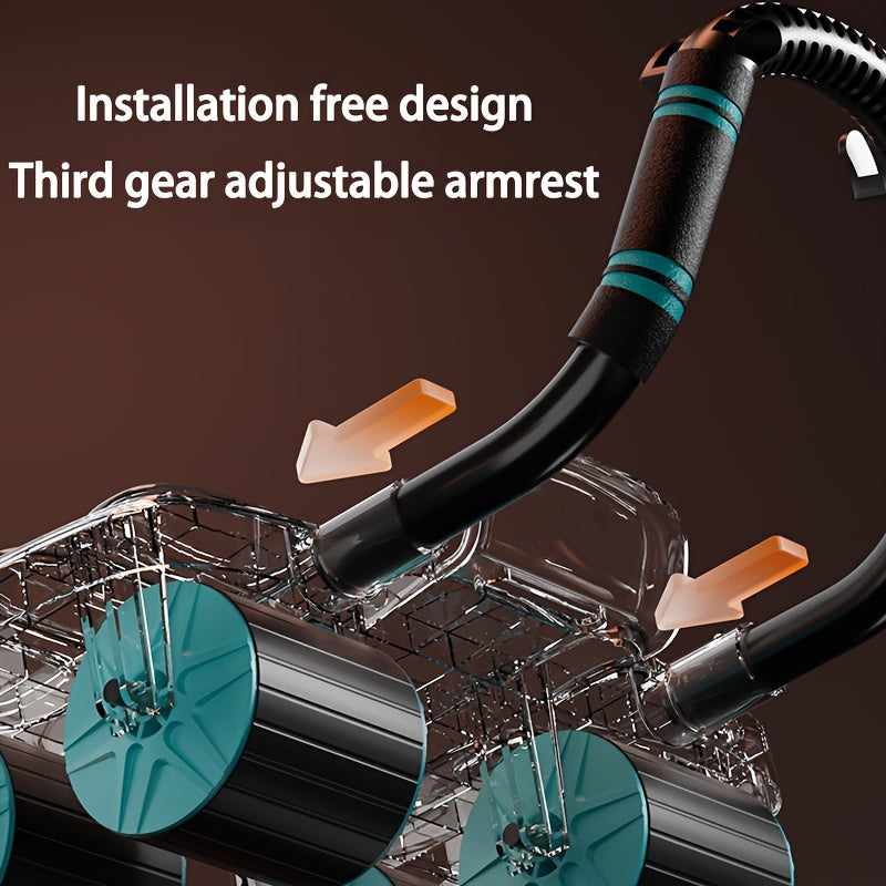 Lingpeng Smart Ab Roller with Automatic Rebound - 4-Wheel Core Strength Trainer & Elbow Support Pad, Durable PP/TPE Material, Ideal for Home Fitness, Lingpeng