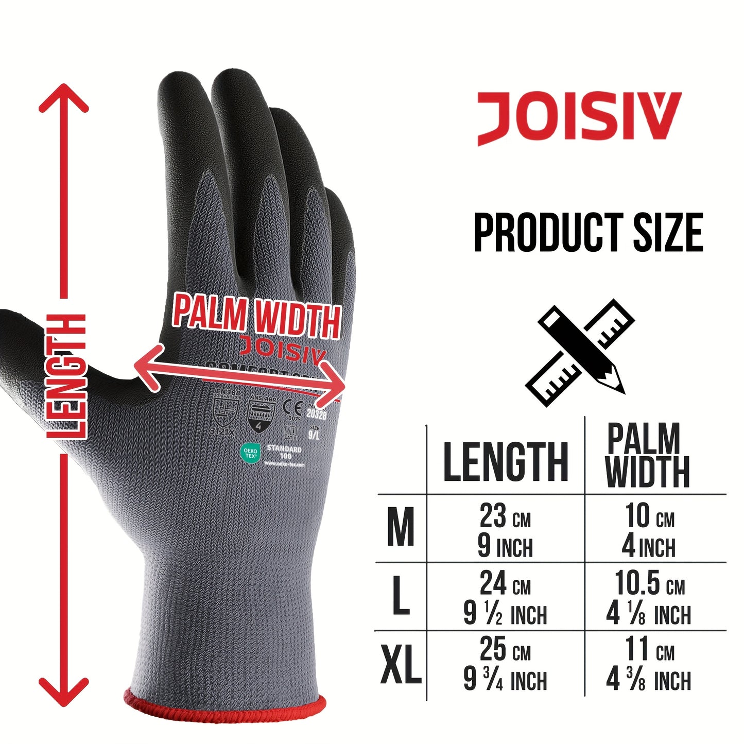 JOISIV 2/6 Pairs of Nitrile-Coated Rubber Gloves Featuring Microfoam Nitrile for a Robust Non-Slip Grip, Ideal for Gardening, Truck Driving, Auto Repairs, Laborers, Home Renovations, And Everyday Tasks.