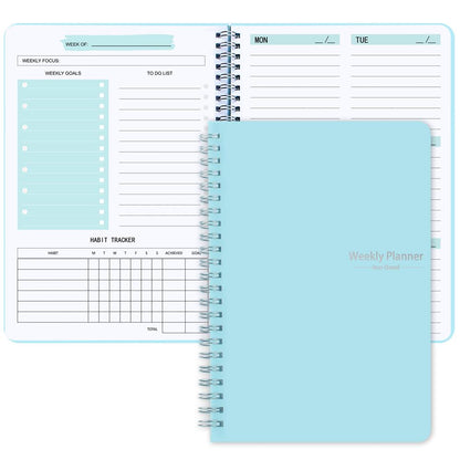 1pc Trees Spiral Undated A5 Daily Weekly Notebook Planner Agenda, Stationery Office School Supplies, Record Daily Plans To Achieve Future Goals, 21.08*13.97 Cm, 52 Sheets