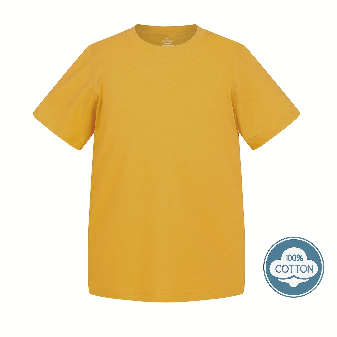 T-shirt infantil de cor sólida, blusa casual de manga curta, t-shirt infantil para o verão.
