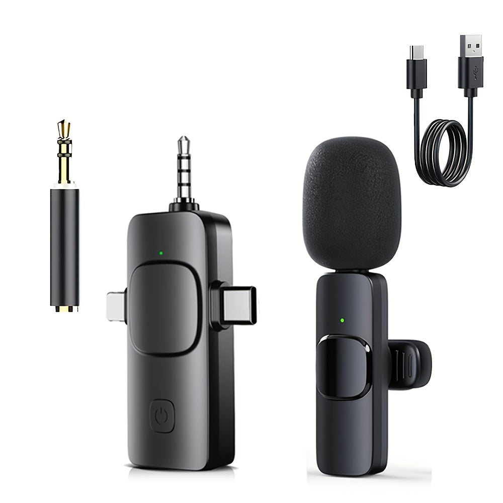 3.5mm Jack 3-in-1 Professional Wireless Lavalier Microphone with Noise Canceling, Clear Sound, High Sensitivity, 2.4GHz Receiver, Stable Transmission - Ideal for Computers, Cameras, Laptops, Online Teaching, Conferences, Tou