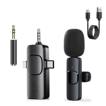 3.5mm Jack 3-in-1 Professional Wireless Lavalier Microphone with Noise Canceling, Clear Sound, High Sensitivity, 2.4GHz Receiver, Stable Transmission - Ideal for Computers, Cameras, Laptops, Online Teaching, Conferences, Tou
