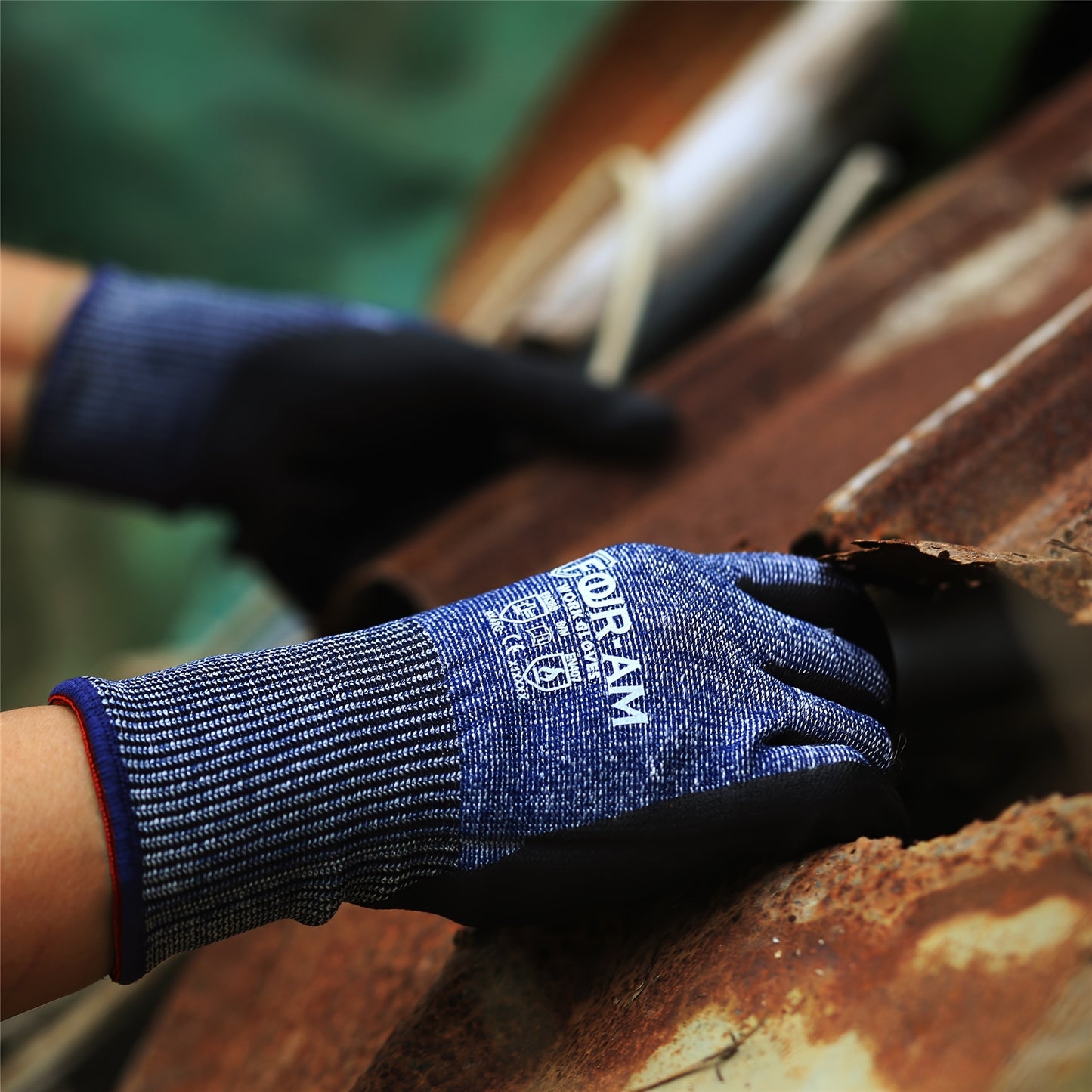 3 Pairs of Level 3 Cut Heavy Duty Work Gloves with Firm Non-Slip Grip, Durable &amp; Breathable Nitrile Foam Coating, and Touchscreen Compatible 3D-Comfort Fit