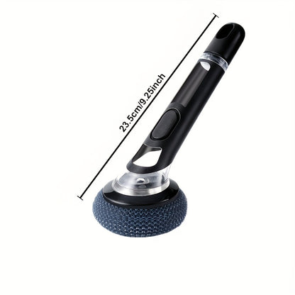 7pcs Set Multi-Functional Kitchen Dish Brush with 6 Balls and Soap Dispenser, Non-Electric Long Handle Scrubber for Pots, Bowls, and Utensils, Easy-to-Use Design, Convenient Refillable, Efficient Cleaning