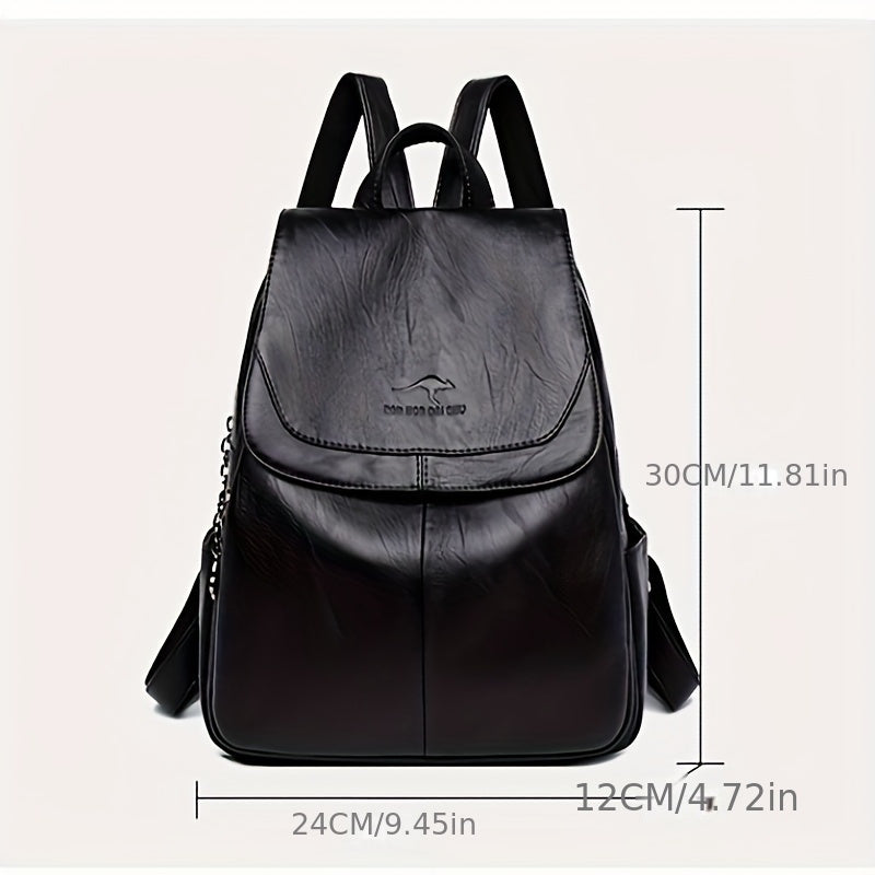 1pc Stylish Soft Women’s Backpack - Large Capacity, Lightweight with Adjustable Straps, Black, Perfect for Daily Commute & Student Use, Travel Backpack