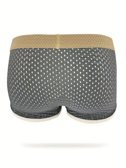 4pcs Men's Summer Ice Sliky Fiber Fabric Breathable Mesh Boxer Briefs - Soft, Comfortable & -Friendly Loose Fit Underwear