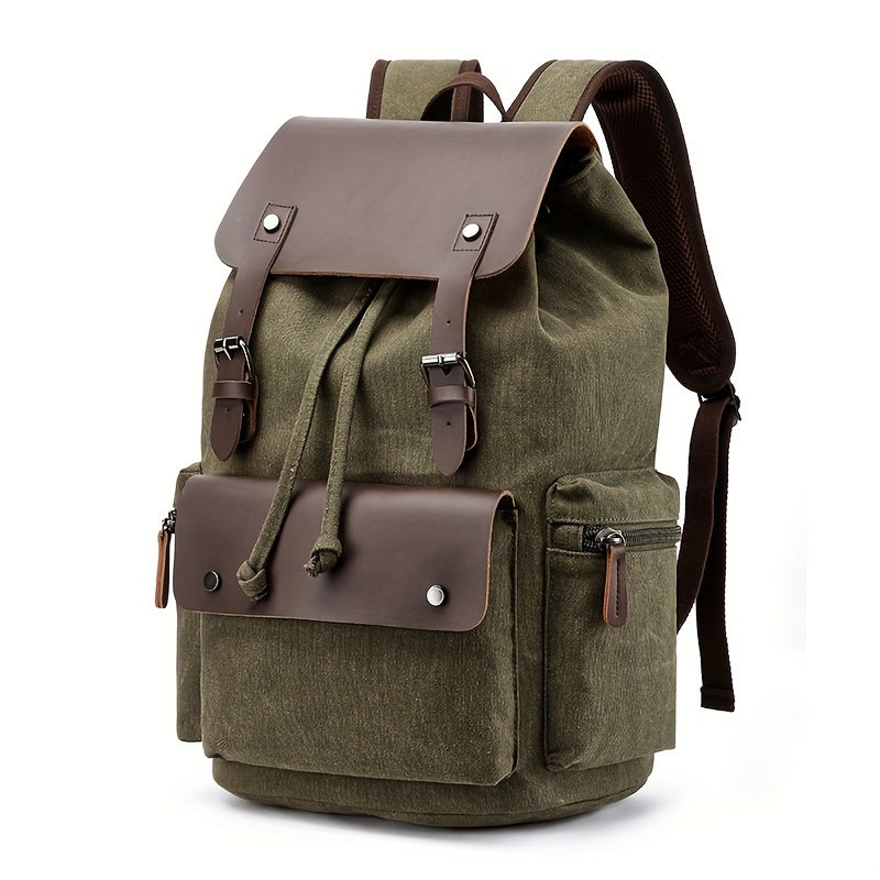 1pc Trendy Retro Canvas Computer Bag Backpack, Student School Bag, Retro Casual Backpack, Strong Durable Travel Business Trip Storage Bag