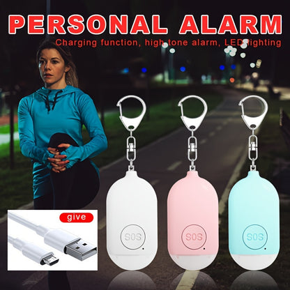 USB Rechargeable 130dB Personal Alarm Keychain for Women - SOS Emergency Safety Siren with LED Light, Panic Button or Pull Pin Alert Device - Compact & Lightweight Design, Available in Pink, Blue, White, Black