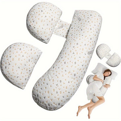 Maternity Belly Pillow for Pregnancy - H-Shape & C-Shaped Support (Cushion Converts!) - Back, Belly Button-Facing Design, Soft Comfort for Side/Back Sleepers, Prenatal & Postpartum Use - Ideal for Women's Pregnancy
