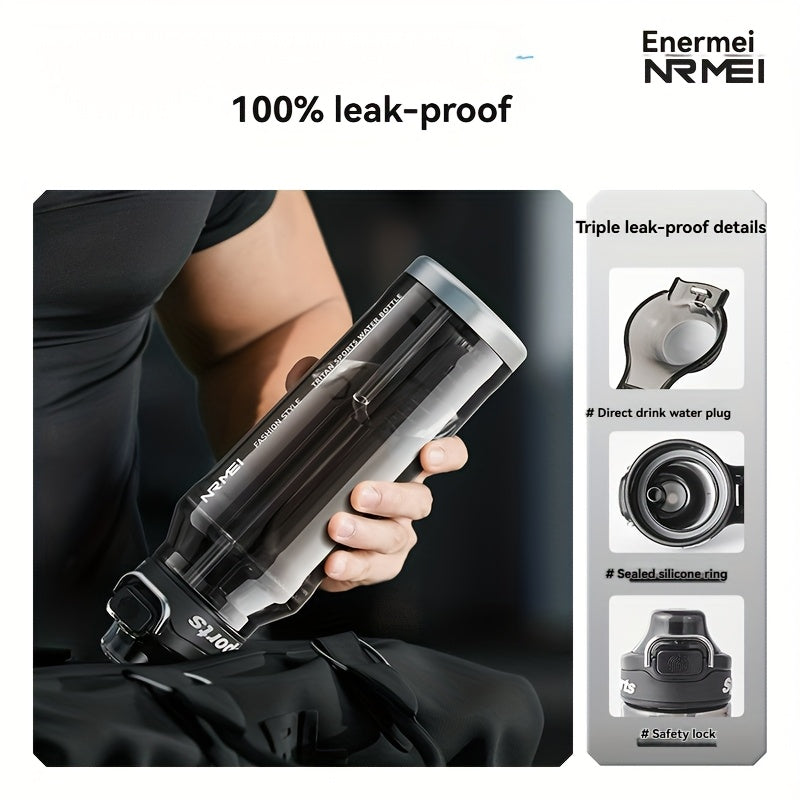 Garrafa de água desportiva NRMEi com palhinha, tampa flip-top e pega portátil - Design durável, resistente a impactos e antiderrapante para ginásio, atividades ao ar livre e hidratação. Acabamento brilhante e elegante. Material livre de BPA.