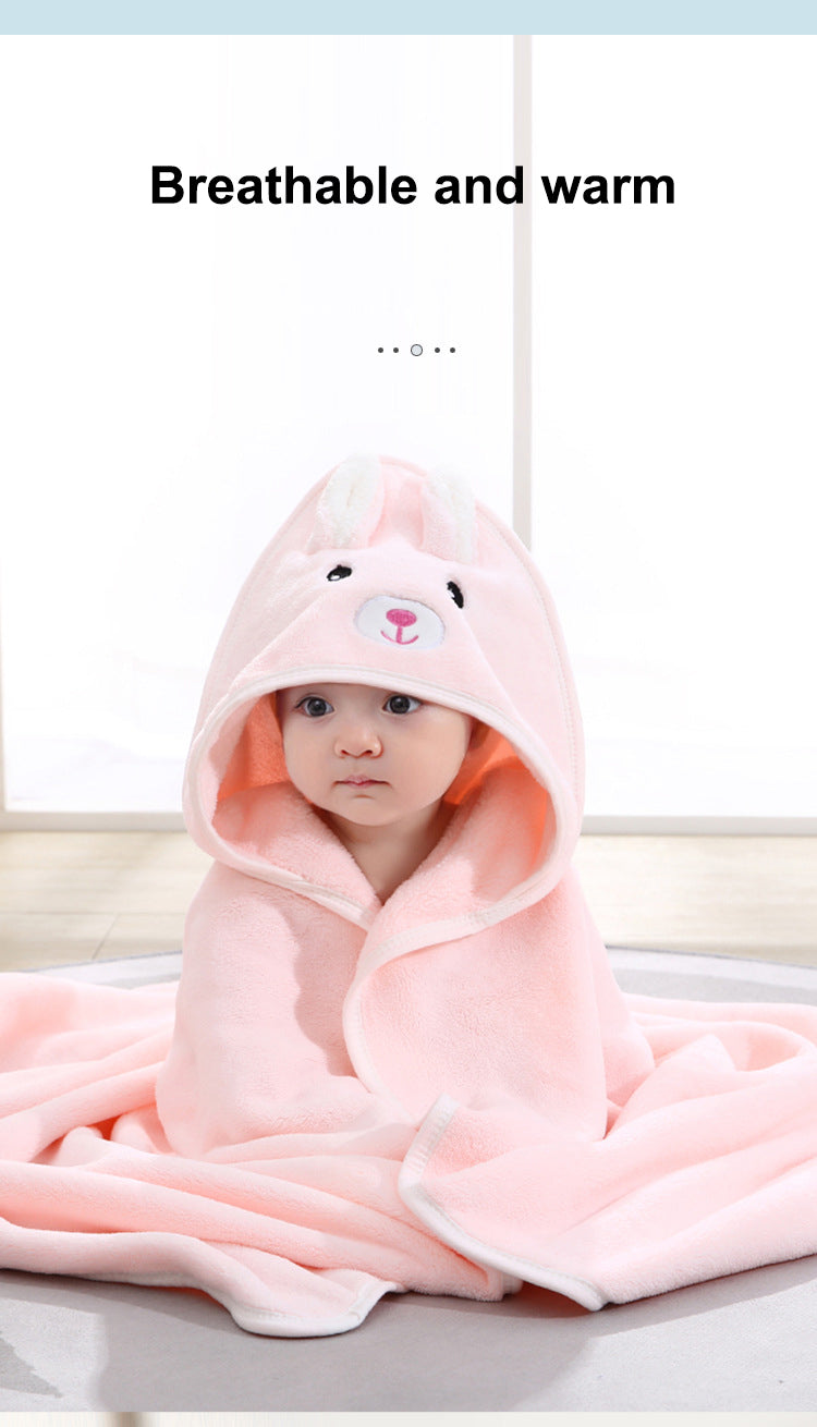 Baby Bath Towel Girl Boy Baby Towel Newborn With Hood Cartoon Coral Fleece Infant Towels Blanket Newborn Baby Bathrobe Infant, Christmas Halloween Gift