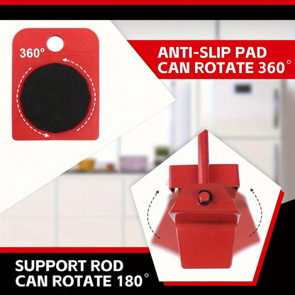 5pcs Heavy-Duty Furniture Moving System, Uncharged, No Battery Required, with Lifter Tool Set for Hardware Moving Tools