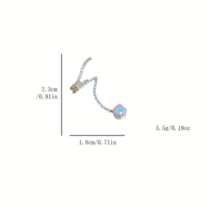 Brincos em Prata 925 com Pérolas Sintéticas em Forma de Agulha e Clips de Orelha - Joalharia Exclusiva para Mulher e Decoração de Banquetes
