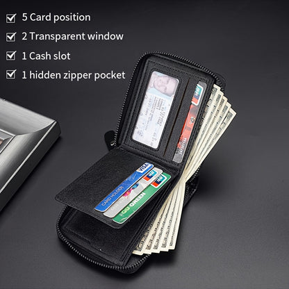 Luxury PU Leather Men's Wallet with RFID Blocking Technology, Zipper Closure & Multi-Compartment Design - Brown/Tan Crocodile Texture, Golden-Tone Hardware, Coin Pocket & Card Holder - Elegant Gift for Men, Durable Everyday W