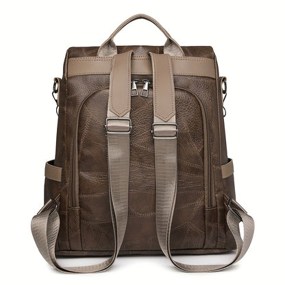 Women's Backpack Burgundy/Black - Adjustable Shoulder Straps & Golden-Tone Hardware, Heavy-Duty Zipper Closure, Golden-Tipped Back Panel (No Hardware Visible),, Travel Handbag (Coffee Brown, Burgundy, Black) - PU