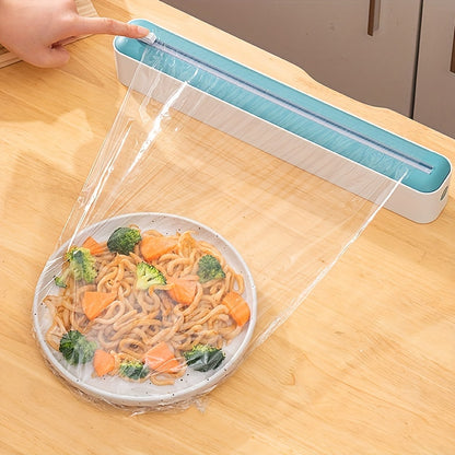 1pc Plastic Film Cutter, Fresh Film Cutter Dispenser, Refrigerator Magnetic Plastic Film Universal Cutting Box, Magnetic Refillable Plastic Packaging Dispenser With Cutter, Kitchen Tin Paper Cutting, Kitchen Tools