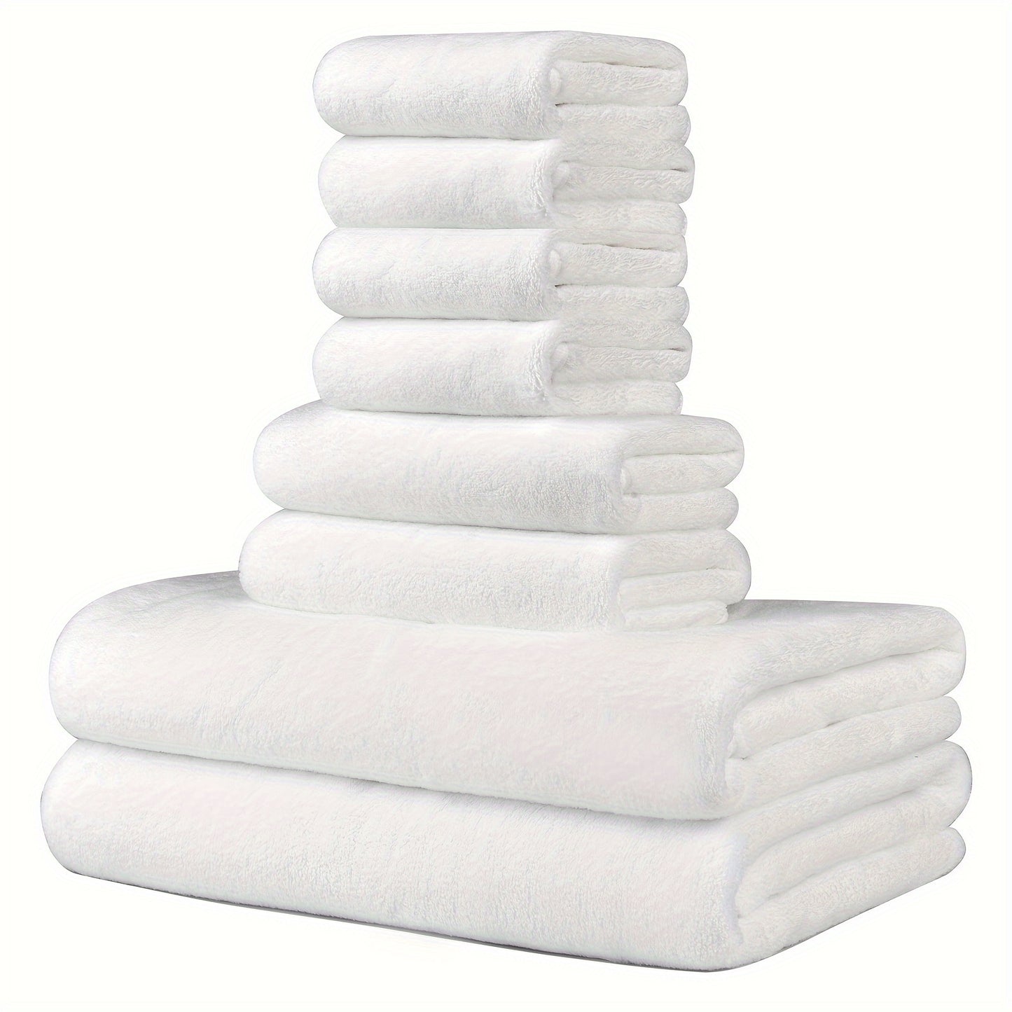 8-Pack Super Soft Coral Bath Towel Set, 2 Bath Towels 68.58 x 139.7 cm, 2 Hand Towels 34.8 x 76.2 cm, 4 Square Towels 34.8 x 34.8 cm, Quick Drying, Quick Absorbent and Lightweight, Outdoor Fitness, Camping Towels Bathroom Tow