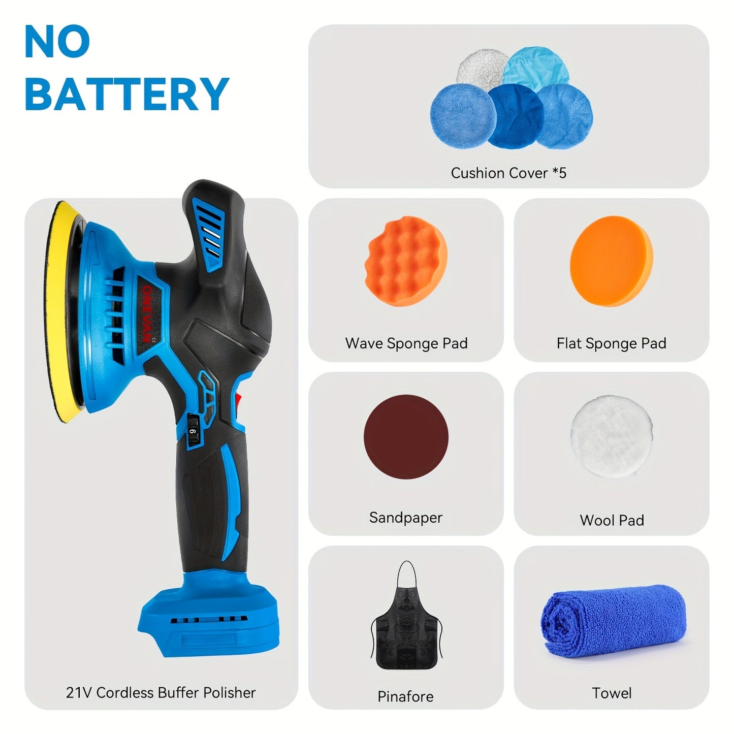 21V Buffer Polisher, 150mm Sand Disc Buffer Polisher for Car Detailing, with Polish And Wax Function, 5000RPM, Electric Polishing Tool for Car And Furniture, Home Bathroom Wall Cleaning, Suitable for Yofidra Batteries