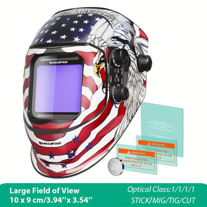Máscara de soldadura com ecrã de visualização ampla, ARCCAPTAIN, com escurecimento automático True Color.