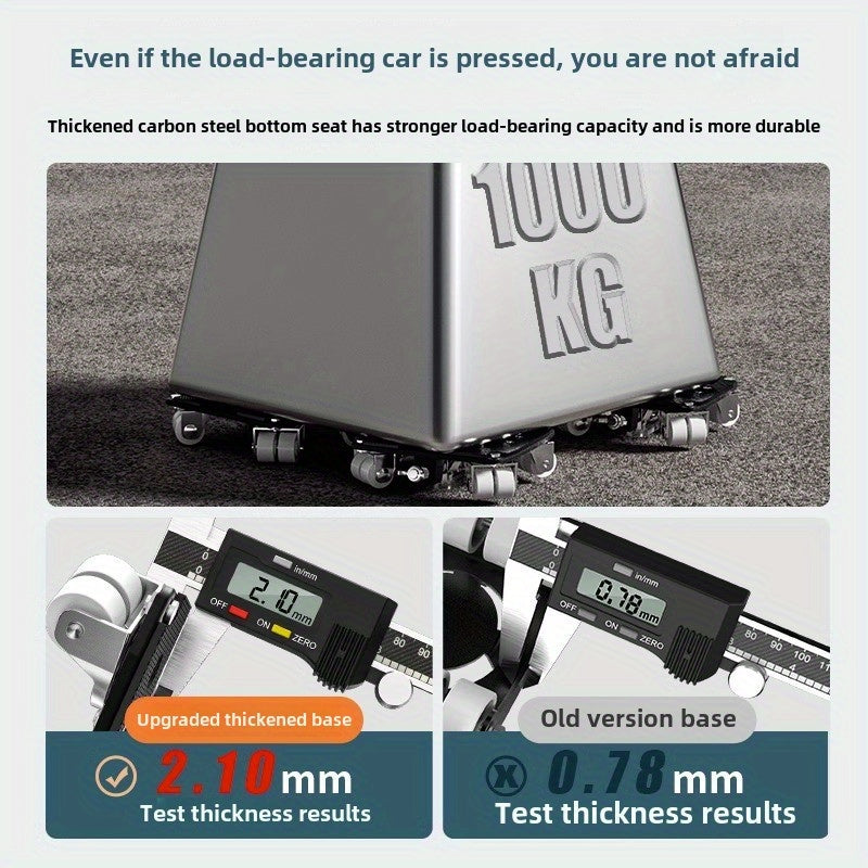 6-Piece Upgraded Furniture Dolly Set, Includes 4 Furniture Movers with 4 Wheels, 1 Pry Bar, 1 Pair of Gloves, Carbon Steel Panel Heavy-Duty Dolly, Furniture Lifter with 4 Universal 360° Swivel Rubber Wheels, Max Load 999.72